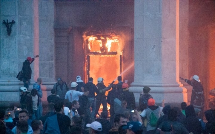 Пожар в Доме профсоюзов в Одессе